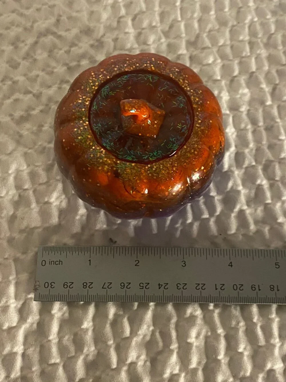 Handmade Resin Orange & Purple Pumpkin Trinket Collectible Container With Lid